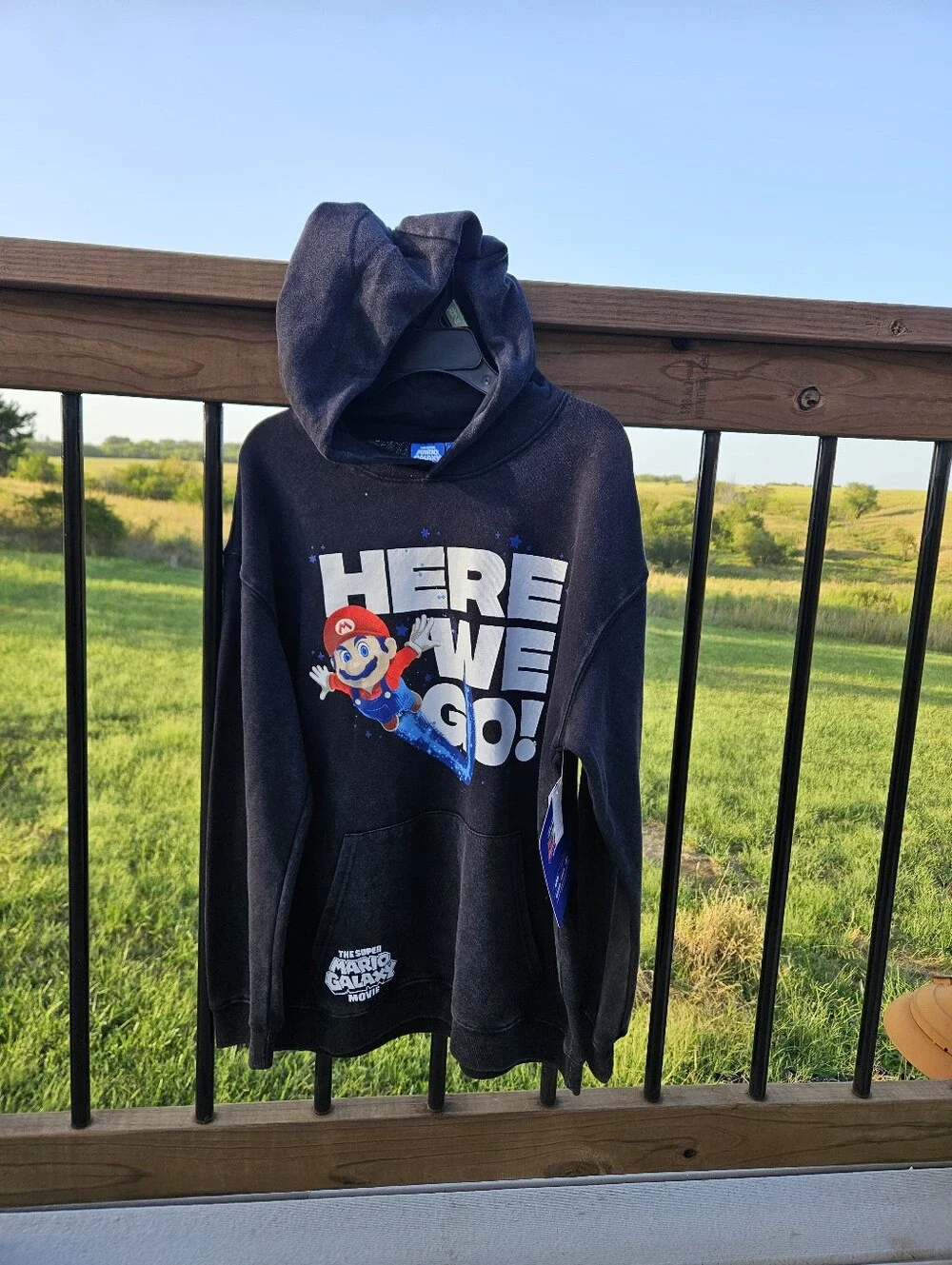 NWT Super Mario Galaxy Movie Boys Hoodie xl 14-16 Black Mineral Wash Nintendo